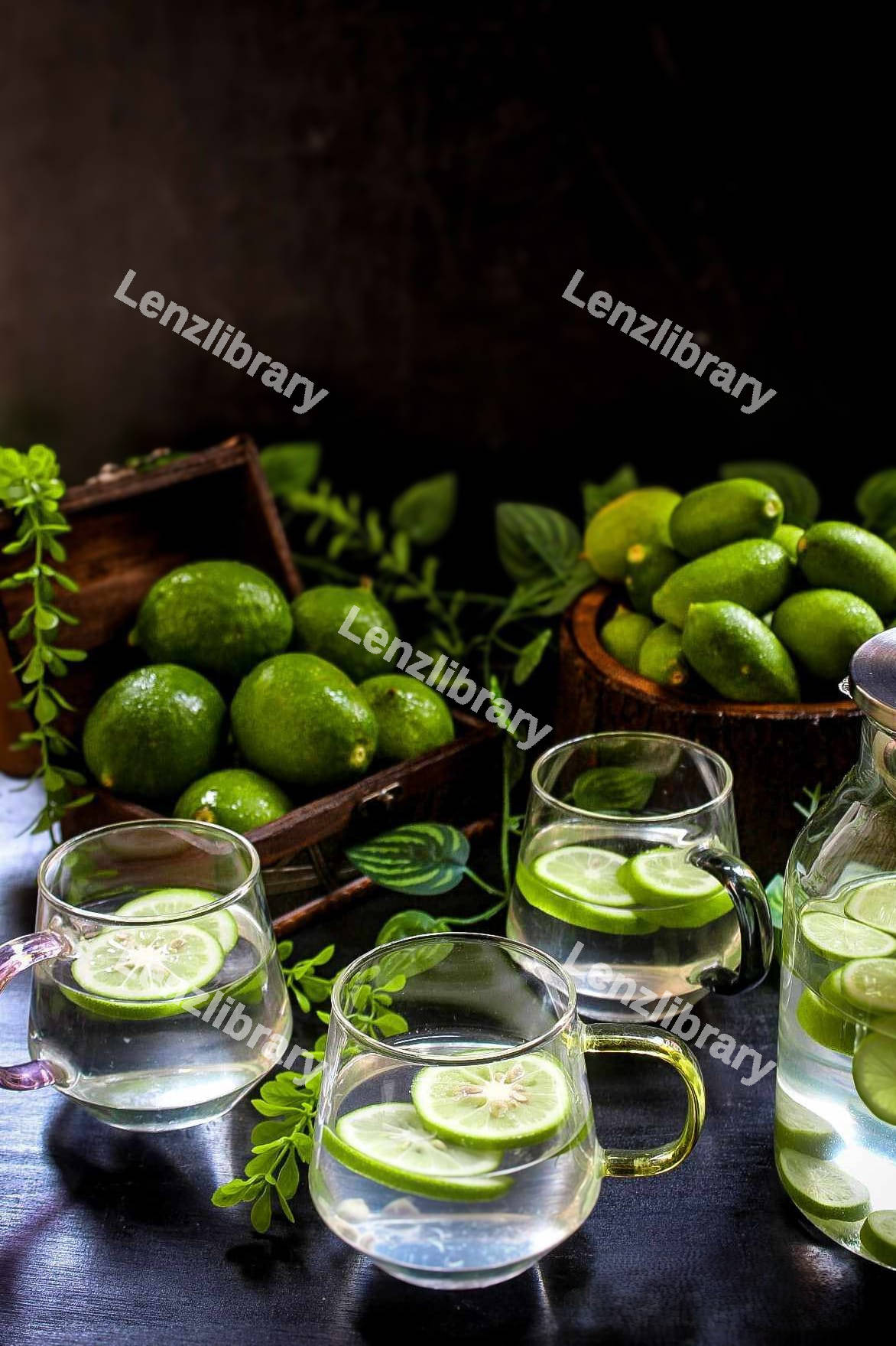 Glasses with lemon and water